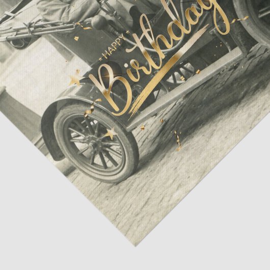 Happy Birthday  Old Car en People Tissuepapier (Detail)
