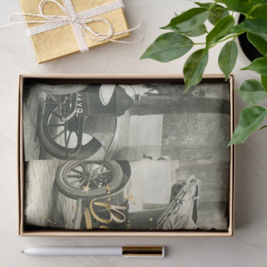 Happy Birthday  Old Car en People Tissuepapier (Geschenk)