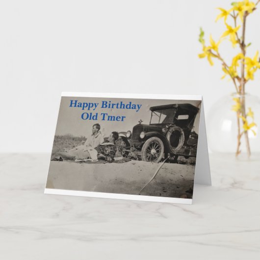 Happy Birthday Old Timer Kaart (Gele Bloem)
