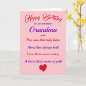 Happy Birthday Oma Roze Paarse Typografie Kaart (Gele Bloem)