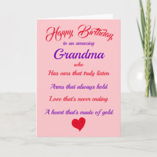 Happy Birthday Oma Roze Paarse Typografie Kaart