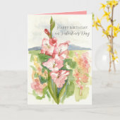 Happy Birthday on Valentine's Day Gladiola Flower Kaart (Gele Bloem)