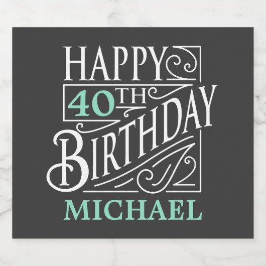 Happy Birthday-ontwerp, decoratieve  stijl Bier Etiket (Enkel label)