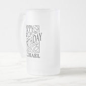 Happy Birthday-ontwerp, decoratieve  stijl Matglas Bierpul (Voorkant links)