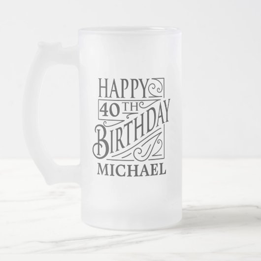 Happy Birthday-ontwerp, decoratieve  stijl Matglas Bierpul (Links)