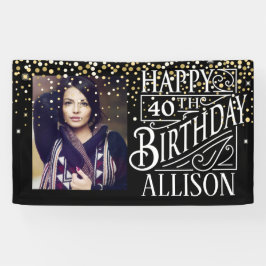 Happy Birthday-ontwerp met gouden confetti Spandoek