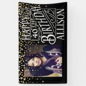 Happy Birthday-ontwerp met gouden confetti Spandoek (Verticaal)