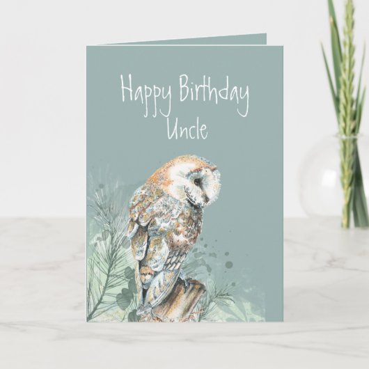 Happy Birthday oom Barn Owl Bedankkaart (Voorkant)
