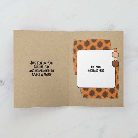 Happy Birthday oom foto oranje Kaart (Binnen)