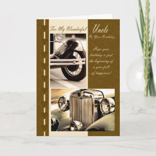Happy Birthday oom, oom Birthday Card-auto's Kaart