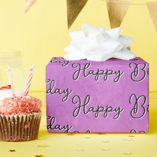 Happy Birthday op roze Waterverf Abstract Cadeaupapier (Verjaardagsfeest)