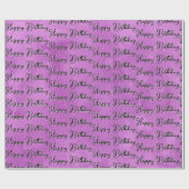 Happy Birthday op roze Waterverf Abstract Cadeaupapier (Vlak)