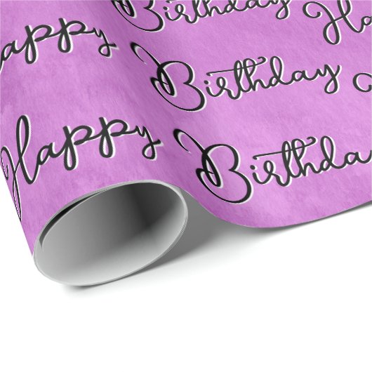 Happy Birthday op roze Waterverf Abstract Cadeaupapier (Rol Hoek)