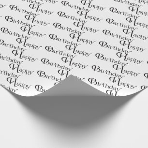 Happy Birthday op wit Cadeaupapier