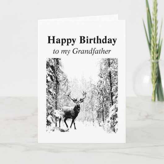 Happy Birthday Opa Vintage Stag, Deer Kaart (Voorkant)