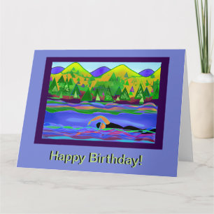 Happy Birthday Open Water Swim Card Kaart