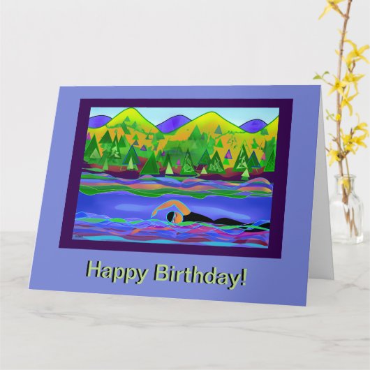 Happy Birthday Open Water Swim Kaart (Gele Bloem)