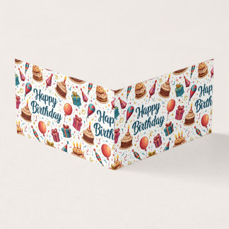 Happy Birthday Opgevouwen Kaart met ballonnen en t