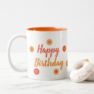 Happy Birthday Orange Tweekleurige Koffiemok