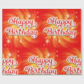 Happy Birthday Oranje achtergrond Cadeaupapier (Vlak)