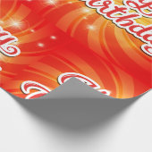 Happy Birthday Oranje achtergrond Cadeaupapier (Hoek)