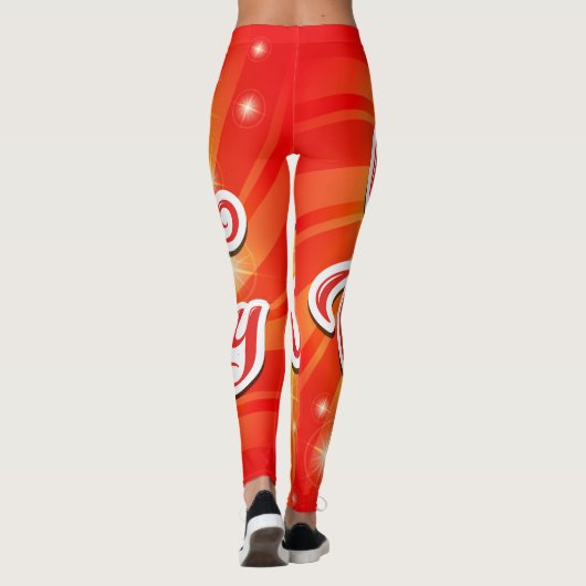 Happy Birthday Oranje Achtergrond Leggings (Achterkant)