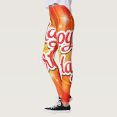 Happy Birthday Oranje Achtergrond Leggings (Links)