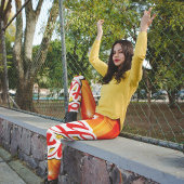 Happy Birthday Oranje Achtergrond Leggings