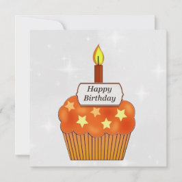 Happy Birthday Oranje Cupcake Gepersonaliseerde Ka Feestdagenkaart