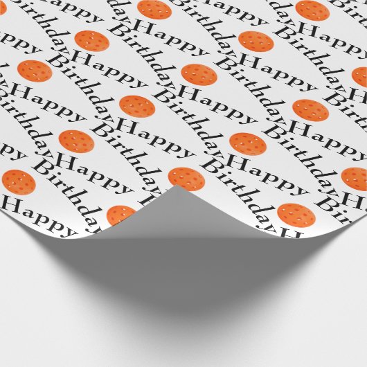 Happy Birthday Oranje pickleballs op wit Cadeaupapier (Hoek)