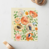 Happy Birthday Oranje Spring Flowers Notitiekaartje (Voorkant / Achterkant in situ)
