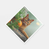 Happy Birthday Oranje Tabby Cat Servet (Hoek)