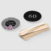 Happy Birthday Orchid Stripes met leeftijd Handwaaier (Niet-gemonteerd)