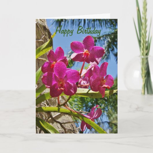 Happy Birthday Orchids Wenskaart Kaart (Voorkant)