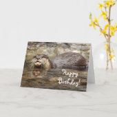 Happy Birthday otter Wenskaart Kaart (Gele Bloem)