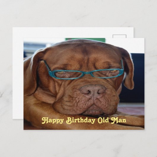 Happy Birthday oude man hond print Briefkaart (Voorkant / Achterkant)