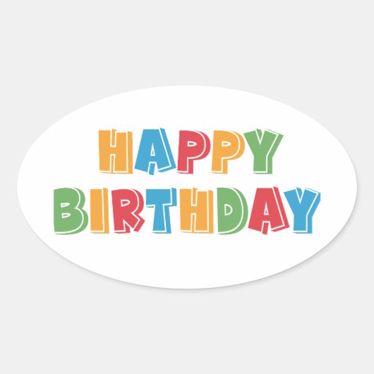 Happy Birthday Ovale Sticker (Voorkant)