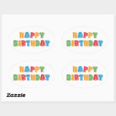 Happy Birthday Ovale Sticker (Vel)