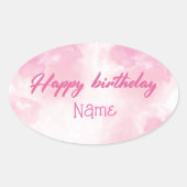 Happy Birthday Ovale Sticker (Voorkant)