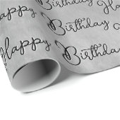 Happy Birthday over grijze Waterverf Cadeaupapier (Rol Hoek)