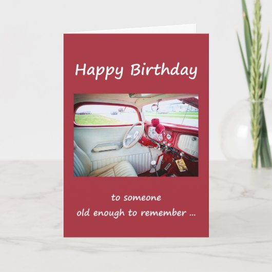 Happy Birthday Over the Hill  Red Car Kaart (Voorkant)
