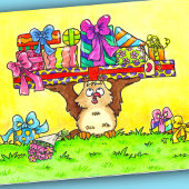 Happy Birthday Owl Greeting Bedankkaart