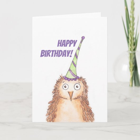 Happy Birthday Owl Kaart (Voorkant)