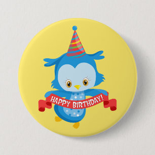 Happy Birthday Owl Ronde Button 7,6 Cm