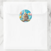 Happy Birthday Owl Ronde Sticker (Tas)
