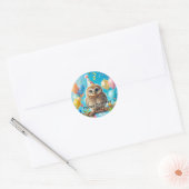 Happy Birthday Owl Ronde Sticker (Envelop)