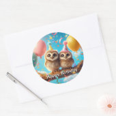 Happy Birthday Owl Ronde Sticker (Envelop)