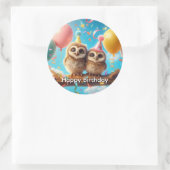 Happy Birthday Owl Ronde Sticker (Tas)