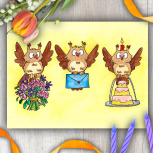 Happy Birthday Owls van Nicole Janes Feestdagenkaart