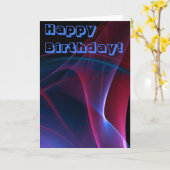 Happy Birthday Paars Blue Abstract Blank Sjabloon (Gele Bloem)